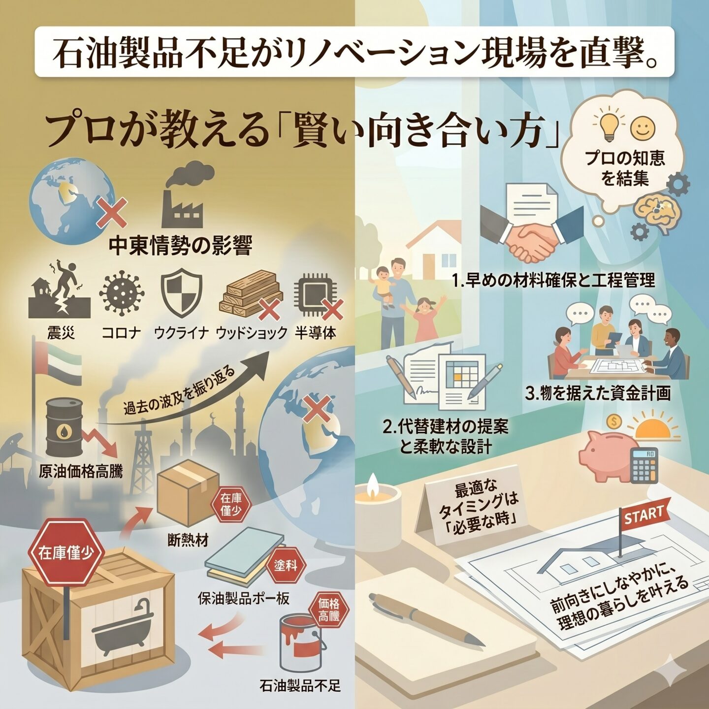 石油製品不足がリノベーション現場を直撃。プロが教える「賢い向き合い方」